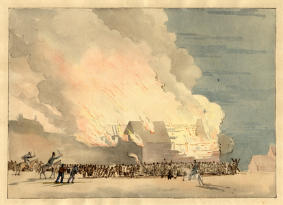 32462 Afbeelding van de brand in de schouwburg op het Vredenburg te Utrecht.